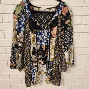 Hope Springs Floral Patchwork Women's Top XL